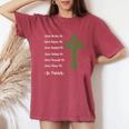 St Patrick's Prayer Irish Green Christian Cross Women's Oversized Comfort T-Shirt Crimson