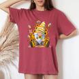 Sunflower Gnome With Bee Hippie Gnome Lover Women's Oversized Comfort T-Shirt Crimson