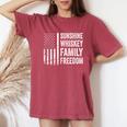 Sunshine Whiskey Family & Freedom Usa Flag Summer Drinking Women's Oversized Comfort T-Shirt Crimson