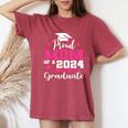 Super Proud Mom Of 2024 Kindergarten Graduate Awesome Family Women's Oversized Comfort T-Shirt Crimson