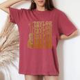 Taylor First Name I Love Taylor Girl Groovy 80'S Vintage Women's Oversized Comfort T-Shirt Crimson