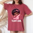 Team Girl Baby Announcement Gender Reveal Party Women's Oversized Comfort T-Shirt Crimson