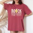 Testing Day Teacher Student Motivational Rock The Test Women's Oversized Comfort T-Shirt Crimson