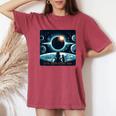 Total Solar Eclipse 2024 Girl Cat Eclipse Women's Oversized Comfort T-Shirt Crimson