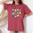 Toy Story Mama Boy Mom Mommy Groovy Happy Mother's Day Women's Oversized Comfort T-Shirt Crimson