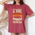 Never Underestimate A Girl With A Pontoon Boat Captain Women's Oversized Comfort T-Shirt Crimson