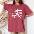 Vintage Baseball American Flag For Boys Girls Women Women's Oversized Comfort T-Shirt Crimson
