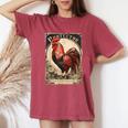 Vintage Gockel Elegant Rooster Bird Chicken Farmer Rooster Women's Oversized Comfort T-Shirt Crimson