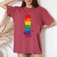Vintage Lgbt Cat Stack Rainbow Gay Pride For Cat Lover Women's Oversized Comfort T-Shirt Crimson
