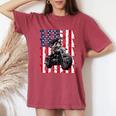 Vintage Motorcycle American Flag Helmet Biker Women's Oversized Comfort T-Shirt Crimson