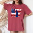 Vintage New York City Usa Flag Graphic New York City Women's Oversized Comfort T-Shirt Crimson