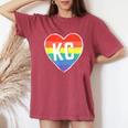 Vintage Rainbow Heart Kc Women's Oversized Comfort T-Shirt Crimson