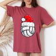 Volleyball Ball Christmas Santa Hat Xmas Sport Women Women's Oversized Comfort T-Shirt Crimson