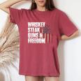 Whiskey Steak Guns & Freedom Patriotic Flag Women's Oversized Comfort T-Shirt Crimson