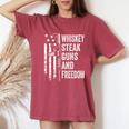 Whiskey Steak Guns And Freedom Usa Bbq Gun On Back Women's Oversized Comfort T-Shirt Crimson