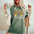 100 Days Of First Grade Leopard Happy 100Th Day Of School Women's Oversized Comfort T-Shirt Moss