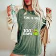 100 Days School Boys Girls Frog Time Flies Fly 100Th Women's Oversized Comfort T-Shirt Moss