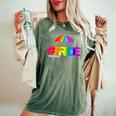 2024 Pnw Gay Pride Event Tacoma Wa Rainbow Flag Lgbtqia Ally Women's Oversized Comfort T-Shirt Moss