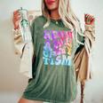 Be In Awe Of My 'Tism Autism Awareness Groovy Tie Dye Women's Oversized Comfort T-Shirt Moss