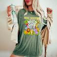 Big Sister Of The Wild One Birthday Zoo Animal Safari Jungle Women's Oversized Comfort T-Shirt Moss