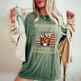 Bourbon Goes In Wisdom Comes Out Whiskey Usa Flag Vintage Women's Oversized Comfort T-Shirt Moss