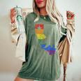 California Lgbtq Gay Lesbian Pride Rainbow Flag Women's Oversized Comfort T-Shirt Moss