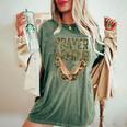 Camo Heels Prayer Warrior Faith-Inspired Christian Women's Oversized Comfort T-Shirt Moss