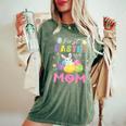 Chick Bunny Flowers Happy First Easter Day As A Mom Mother Women's Oversized Comfort T-Shirt Moss