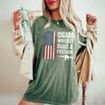 Cigars Whiskey Guns & Freedom Usa Flag 4Th Of July Back Women's Oversized Comfort T-Shirt Moss