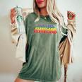 Cleveland City Gay Pride Rainbow Word Women's Oversized Comfort T-Shirt Moss