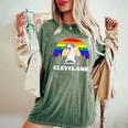 Cleveland Ohio Lgbtq Gay Pride Rainbow Women's Oversized Comfort T-Shirt Moss