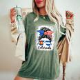 Colorado State Flag Sunglasses Mom Messy Bun Hair Girl Women's Oversized Comfort T-Shirt Moss