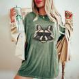 Cool Raccoon With Sunglasses Raccoon Face Women's Oversized Comfort T-Shirt Moss