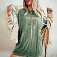 The Way Cross Minimalist Christian Religious Jesus Women's Oversized Comfort T-Shirt Moss