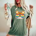 Cute Tiger Pride Flag Rainbow Sunglasses Lgbtq Women's Oversized Comfort T-Shirt Moss
