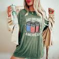 Day Drunk For America Patriotic Stars & Stripes Beer Cans Women's Oversized Comfort T-Shirt Moss