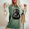 Distressed Acoustic Guitar Vintage Player Rock & Roll Music Women's Oversized Comfort T-Shirt Moss