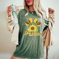 Dog Mom Paw Sunflower Pattern Women's Oversized Comfort T-Shirt Moss