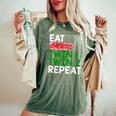 Eat Sleep Twin 1 Twin 2 Repeat Mom Of Twins For Mom Women's Oversized Comfort T-Shirt Moss