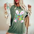 Egg Cited To Be A Big Sister Happy Easter Baby Announcement Women's Oversized Comfort T-Shirt Moss