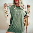 Faith Cross Minimalist Christian Faith Cross Women's Oversized Comfort T-Shirt Moss