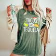 Tacos And Tequila Mexican Sombrero Women's Oversized Comfort T-Shirt Moss