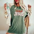 Team Jesus Christian Faith Pray God Religious Women's Oversized Comfort T-Shirt Moss