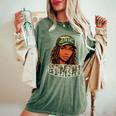 Gemini Queen Black Woman Camo Hat Locs Birthday Women's Oversized Comfort T-Shirt Moss