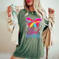 This Girl Glows Cute Girl Woman Tie Dye 80S Party Team Women's Oversized Comfort T-Shirt Moss