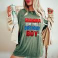 Grandma Of The Birthday Boy Matching Family Spider Web Women's Oversized Comfort T-Shirt Moss