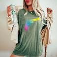 Gun Dripping Rainbow Graffiti Paint Artist Revolver Women's Oversized Comfort T-Shirt Moss