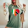Half Trinbagonian Half Irish Flag Get Flags In Love Heart Women's Oversized Comfort T-Shirt Moss