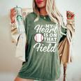 My Heart Is On That Field Baseball Mom Wife Women's Oversized Comfort T-Shirt Moss