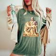 Italian Sculptor Michelangelo Pieta Statue Jesus Mother Mary Women's Oversized Comfort T-Shirt Moss